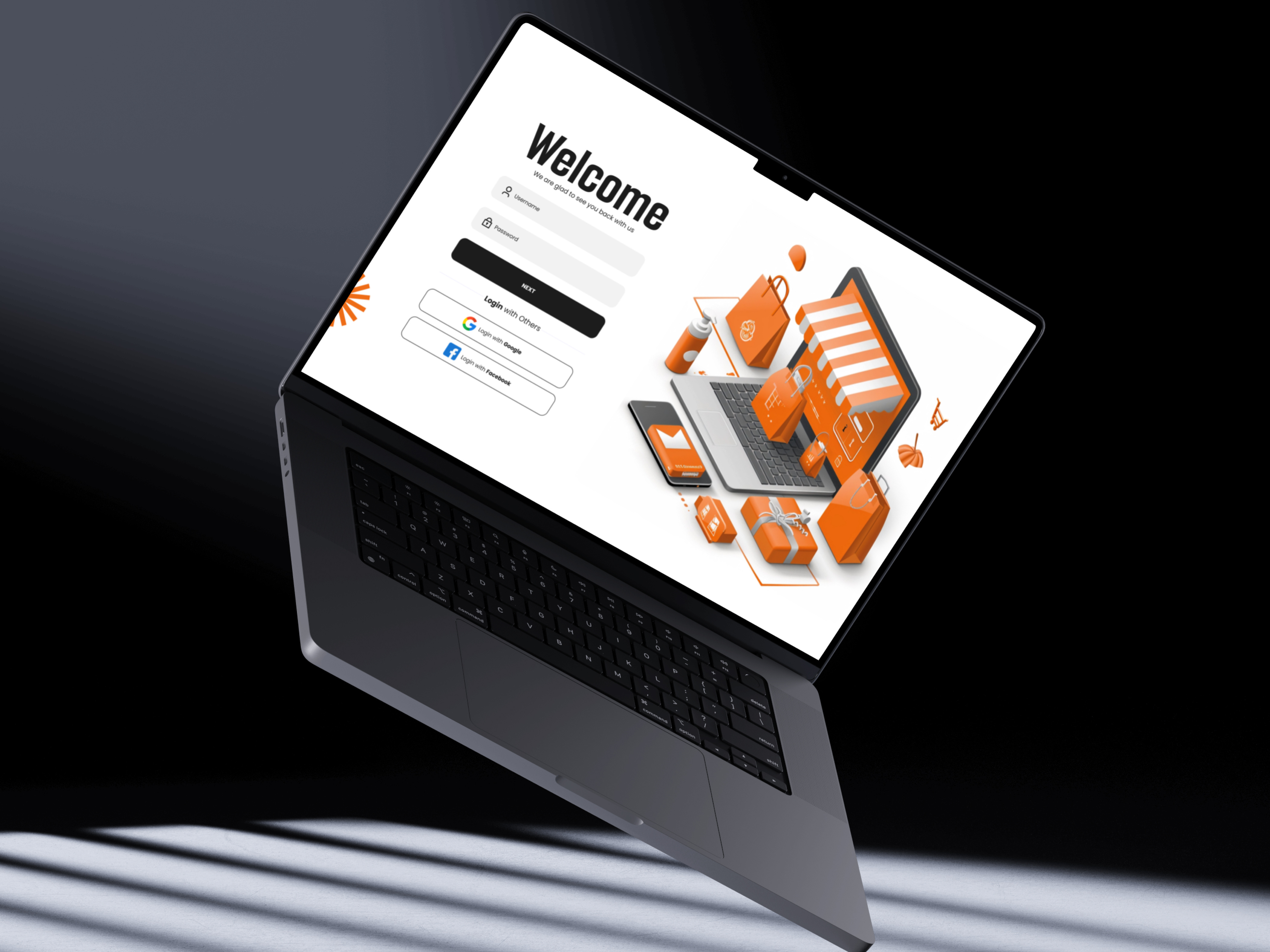 eCommerce Login UI Screen Design 3d adobexd animation branding creative design ecommerce figma graphic design hero section illustration landing page login design minimalist online shopping ui ui design ux webdesign