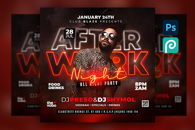 Party Flyer, Club Flyer PSD Template club flyer dj flyer social media post