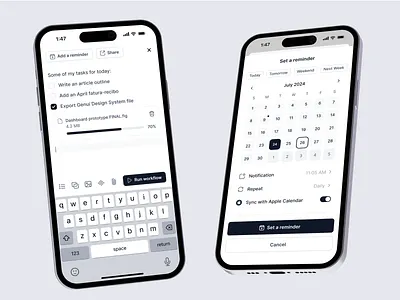 Rework of Hints AI Automation ai app automation block calendar editor export mobile note notification notion obsidian reminder share twitter ui workflow
