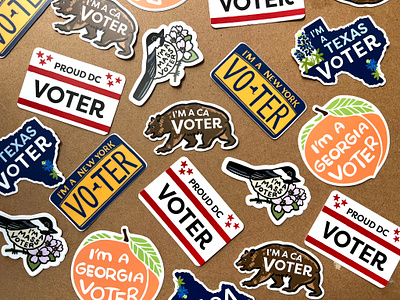 State Voter Stickers california design election 2024 elections georgia handdrawn illustration massachusetts new york political sticker politics stickers texas us elections vote voter voting