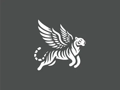 Flying Winged Tiger Logo brand design minimal logo
