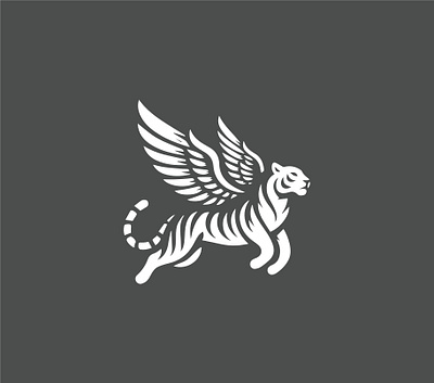 Flying Winged Tiger Logo brand design minimal logo