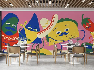 Los Bandidos Mural character design characters concept illustration mexican food mural