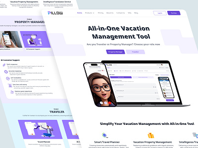 AI Vacation Management Tool Landing Page ai home page landing page landing page design management tools vacation manaagement web design website website design