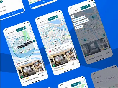 FindHotel - hotel booking platform accomodation animation app booking booking app filters hotel hotel booking interface map mobile design price real estate search tourism travel travel app ui ux web
