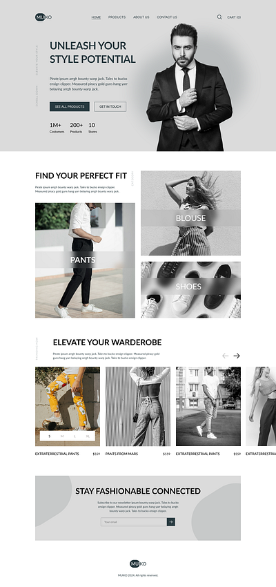 Apparel store - one page design apparel store store ui web design