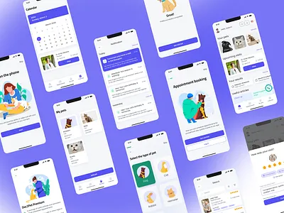 Vet mobile app agency animation branding colorful creative design illustration logo ui web