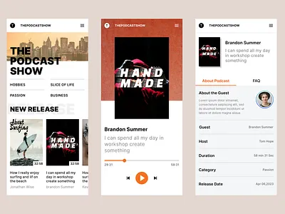 #Exploration - Podcast Website - Mobile Version graphic design hobbies mobile version music new release podcast screen show ui