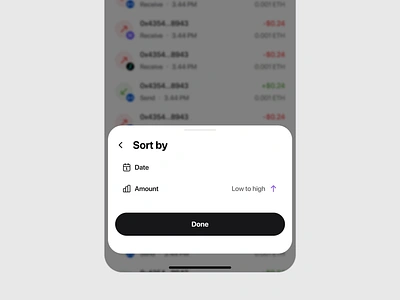 Sort By - Bottom Sheet active state app design bottom sheet clean design filter ios design mobile product design sorting ui user interface ux