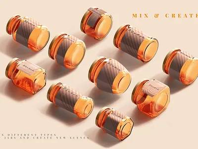 Amber Jars Mockup Collection amber jars mockup collection jar jelly juicy label lid mockup pack package preserve spread storage