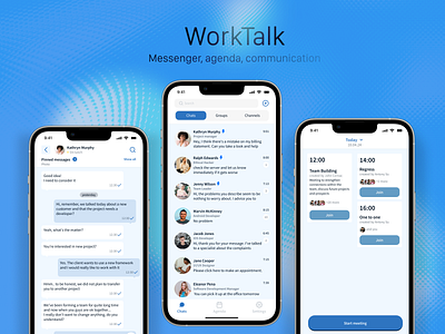 App for internal communication agenda app business channel chat communication internal ios job login meeting messanger messege mobile ux watch work