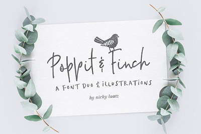 Poppit & Finch Fonts & Illustrations branding country cute drawings elements farm floral font illustrated kitchen logos organic recipe wedding wreath