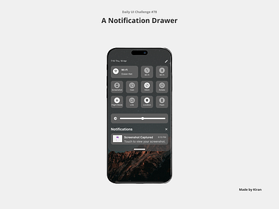 Daily UI Challenge #78 android branding dark mode design icons mobile design notification panel notification tray ui uichallenge ux uxdesigner uxui