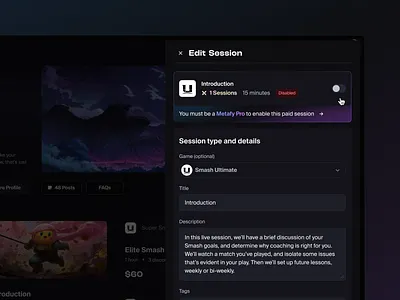 Metafy Pro / Upsell dark mode locked paid offering paywall upsell