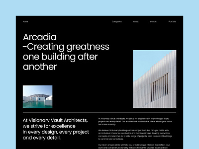 Arcadia | architecture agency website architecture agency black dark theme design ui ux uxui website
