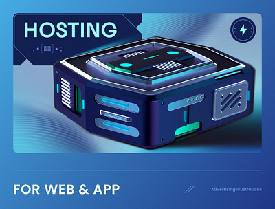 Hosting 3d adv blender blue cyber green hosting render tech technjlogy ui