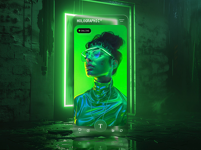 Holographic 💎 3d app cyberpunk graphic design mobile motion graphics ui uxui webdesign