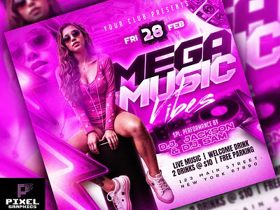 Music Party Flyer celebration club flyer design dj flyer graphic design photoshop psd flyer