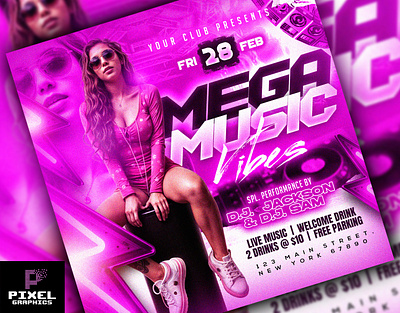 Music Party Flyer celebration club flyer design dj flyer graphic design photoshop psd flyer