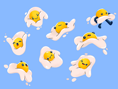 Eggs cartoon character concept design illustration vector zutto