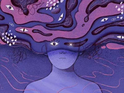 Chaos chaos dark depression design graphic design illustration mental mental health mind phobia procreate purple textured