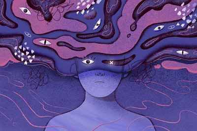 Chaos chaos dark depression design graphic design illustration mental mental health mind phobia procreate purple textured