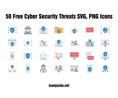 50 Free Cyber Security Threats SVG, PNG Icons cyber security design free free resources freebies icon pack icon set icons illustration png icons security svg icons ui
