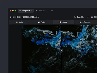 Diffchecker image diff application control dark mode desktop desktop app mac navigation segmented control slider tabs ui