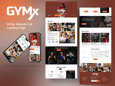 GYMx Full Landing Page figma gym website landingpage mobile mockup ui userexperience ux uxdesign webdesign webdesigner website