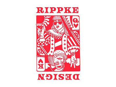 Rippke Design 2024 Merch design graphic design handdrawn illustration iowa king playing card poker procreate queen texture