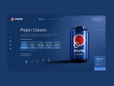 Pepsi Classic Web UI Redesign 3d animation blue bottle branding design desktop e commerce graphic design illustration logo minimalist pepsi product design red ui user experience ux web web design