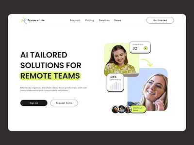 Landing Page UI - Saascrible branding design graphic design green landingpage logo popular saas saaslanding tech trending ui uxui webdesign website
