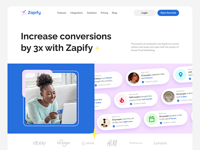 SaaS Landing Page - Zapify blue branding design graphic design highconverting landingpage logo saas socialproof ui ux webdesign website