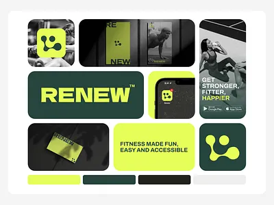 Branding for Fitness App app brandcolors brandelements branding design fitness graphic design graphics green illustration logo neon neongreen poster ui ux vector