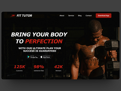 FIT TUTOR Website/Hero Section application fittutor gym hero herosection personaltrainer ui uidesign ux uxdesign webdesign webdesigner webdesigners website