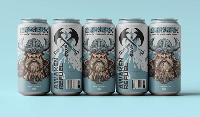 BERSERK: Energy Drink/Beer Concept animation beer berserk branding design energy drink graphic design illustration intense logo mockup packaging product design typography viking