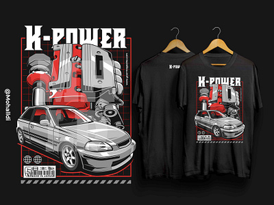 Civic EK K-Series Engine car tshirt