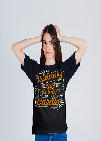 -Modern Typography T-Shirt Design- 3d animation black blackandwhite branding cardio design graphic design illustration late modern motion graphics my orange running tshirt typography ui vector vintage