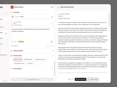 MedNotes - Generated Consult ai ai health ai writer artificial intellegent doctor medical product design saas saas ai ui uiai uiux web design webapp