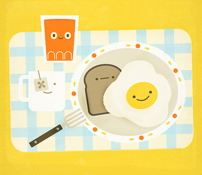 Morning! breakfast character design eggs illustration mid century retro
