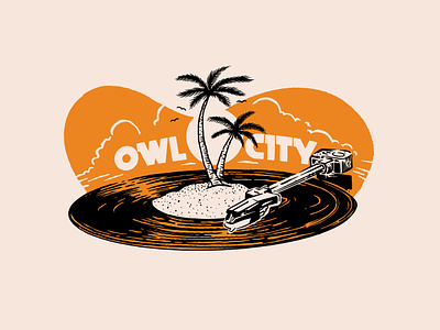 Owl City Cover Art desert desert illustration illustration island palm tree procreate record vacation