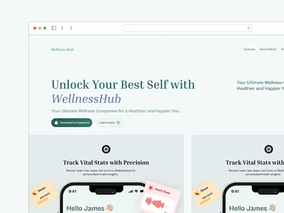 Wellness Hub website design health landing page ui ux web webdesign