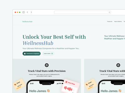 Wellness Hub website design health landing page ui ux web webdesign