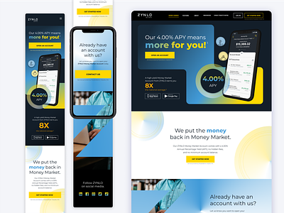 Site refresh branding checking account colors design digital bank fintech gradients landing page niche nymbus savings account typography ui ux web design zynlo