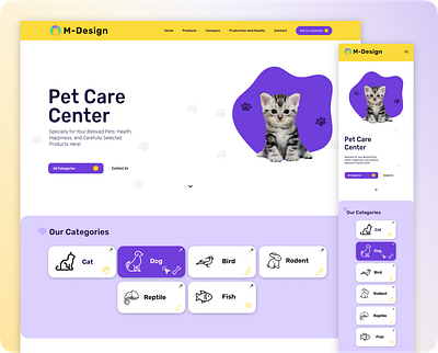 PetCareCenter - Pet Store Landing Page design landing page pet pet store pet store landing page responsive design ui ux web design