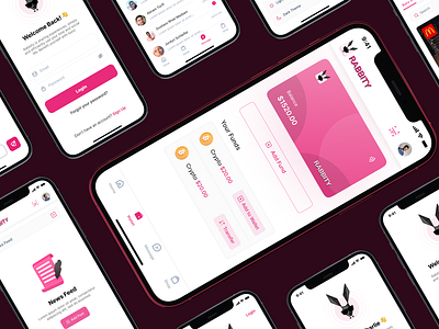 Rabbity Mobile App | Social and Food Ordering App app design crypto crypto app design food food ordering and social app intuitive ui ordering app social app ui uiux ux