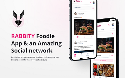 Rabbity Mobile App | Social and Food Ordering App app design crypto crypto app design food food ordering and social app intuitive ui ordering app social app ui uiux ux