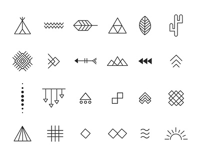 Icon set Native brand desing geometric graphic design icon ilustration narrow native natural summer tribal vector
