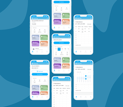 Work Shift Management App - Simply Pay (UI Design) clock in employee shifts product design scheduling app start shift ui ui design ux work shifts