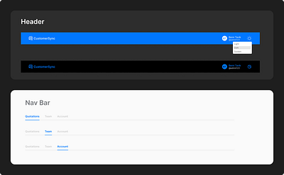 Dashboard header & nav bar with dark and light mode dashboard product design ui uiux ux web app